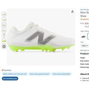 Mens 7 New Balance Men's Rush V4 Low Lacrosse Shoe Molded Cleats Shoes